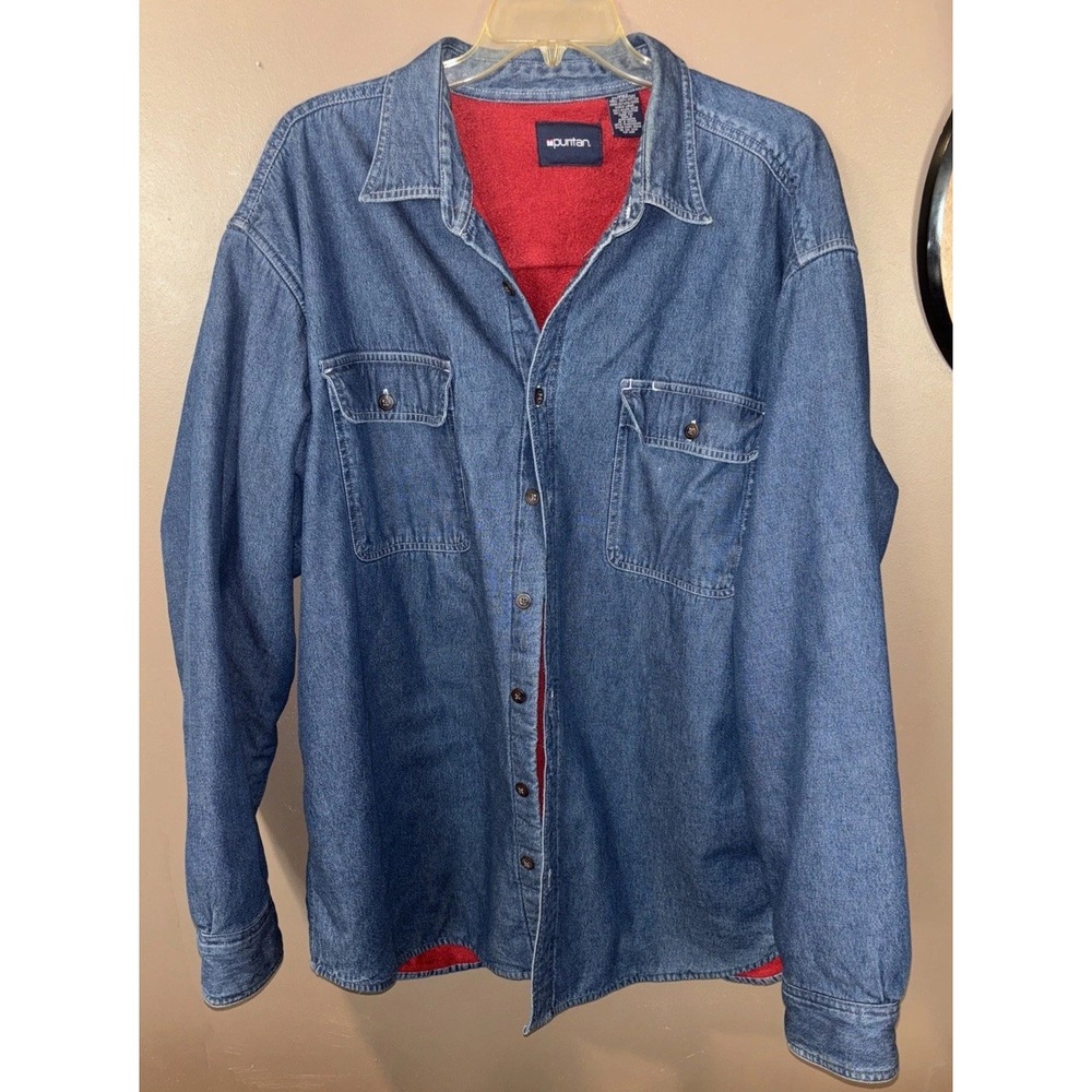 Men's Vintage Puritan Denim Fleece Lined Jacket Size 2XLT EUC